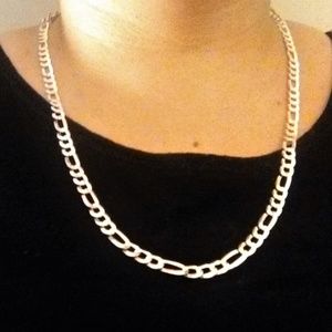 24" 925 Sterling Silver Italian Figaro 6.8mm Chain